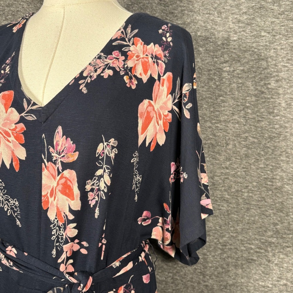 J.Jill Botanical Brunches Navy Blue Floral Button Front Midi Dress Medium - Picture 9 of 16